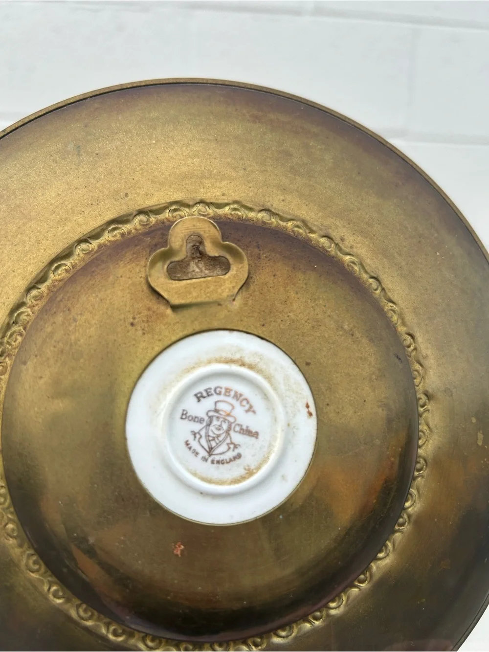 Vintage Regency Brass decorative wall plate from England, wall art decor